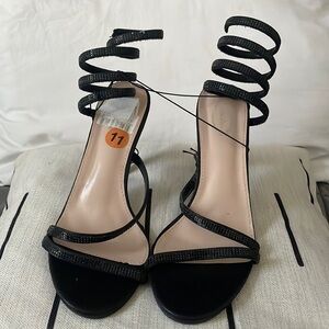 Black Ankle Wrap Heels